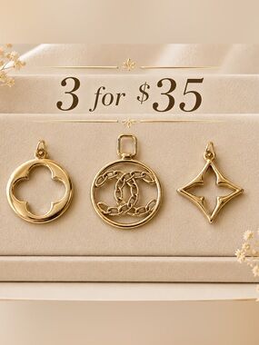 3 piece Gold toned Pendant Charms - Women Jewelry